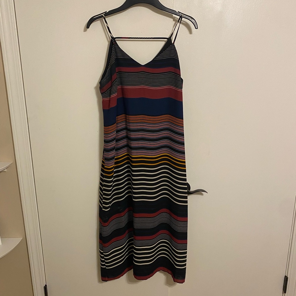 Monteau Midi Spaghetti Straps Striped Dress
